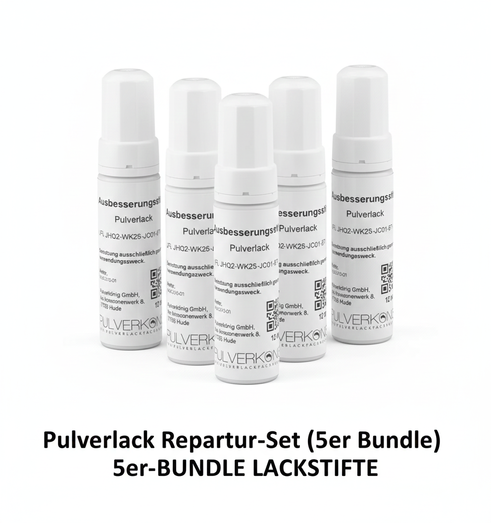 Set of 5 touch-up pens for repairing powder coating 