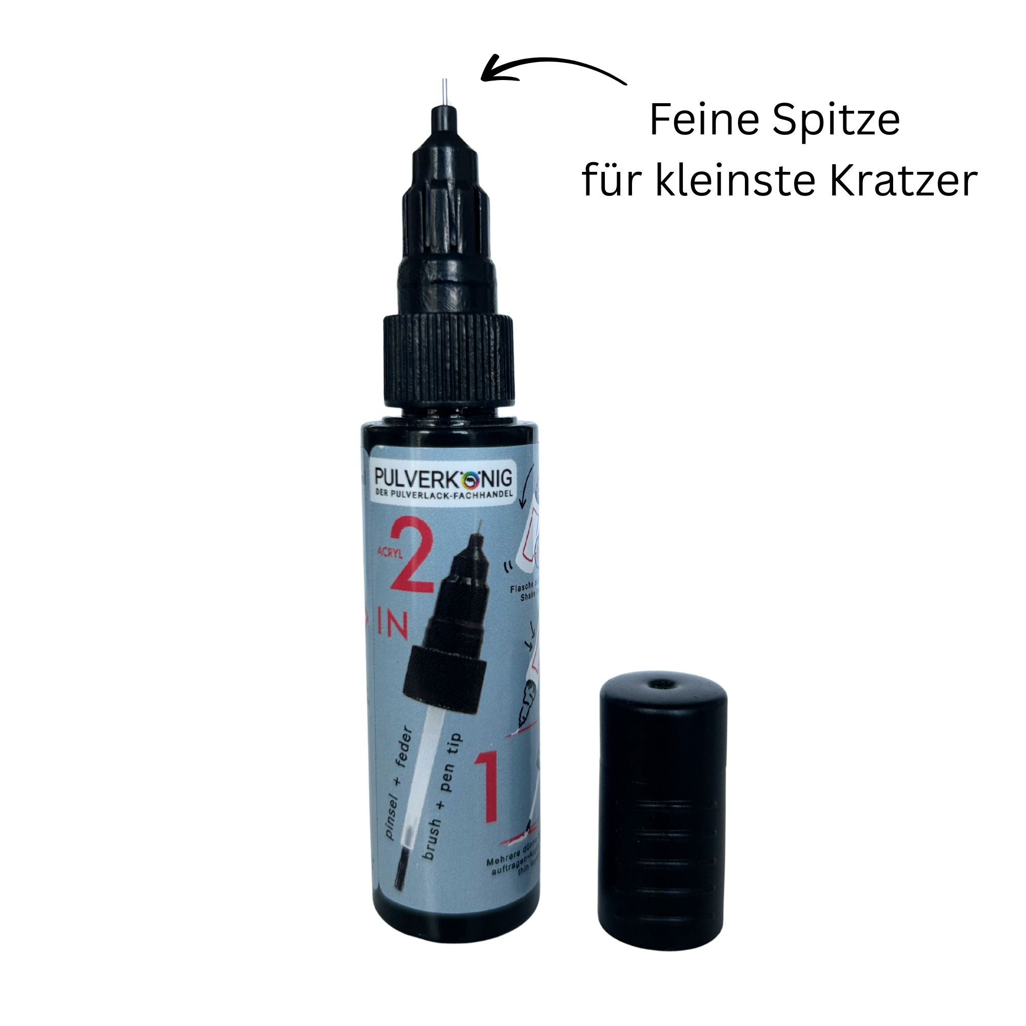 Lackstift RAL 9005 Tiefschwarz mit Feinspitze für punktgenaue Ausbesserung