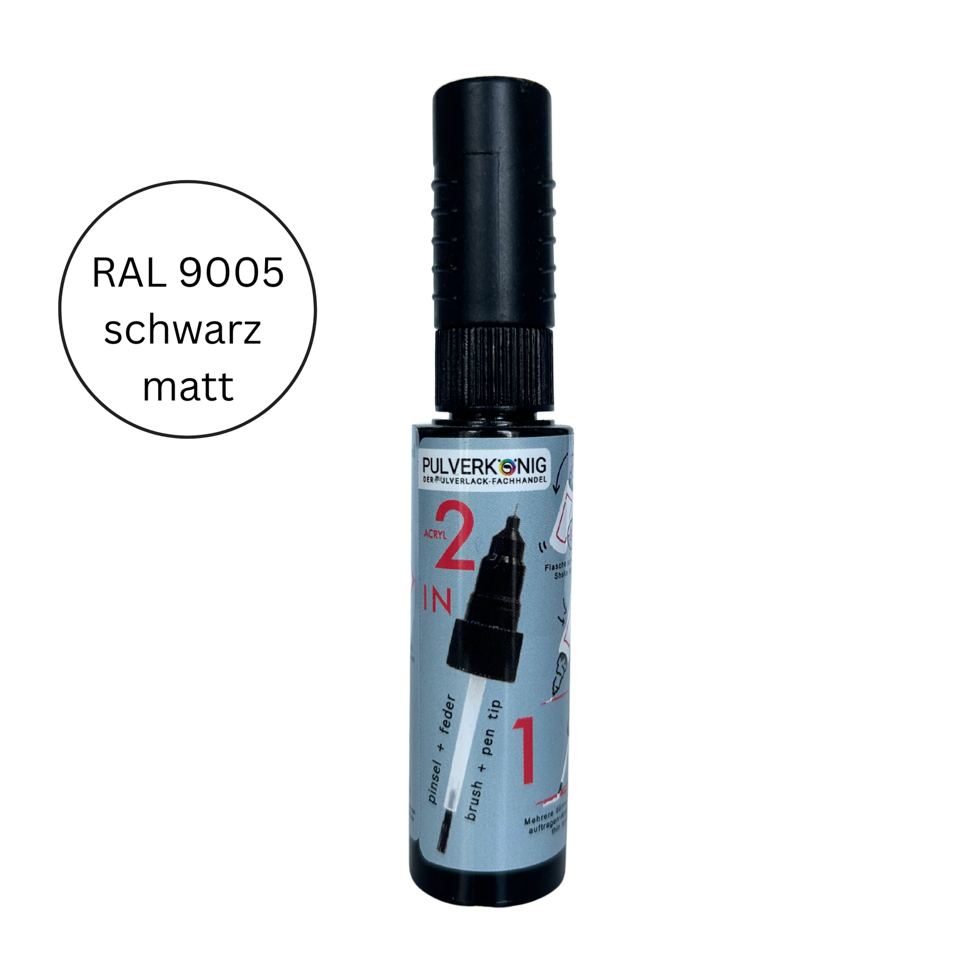 Lackstift RAL 9005 Tiefschwarz matt, Pulverkönig