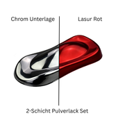 Pulverlack Set Candy Rot 2 Schichten Chrom + Lasur