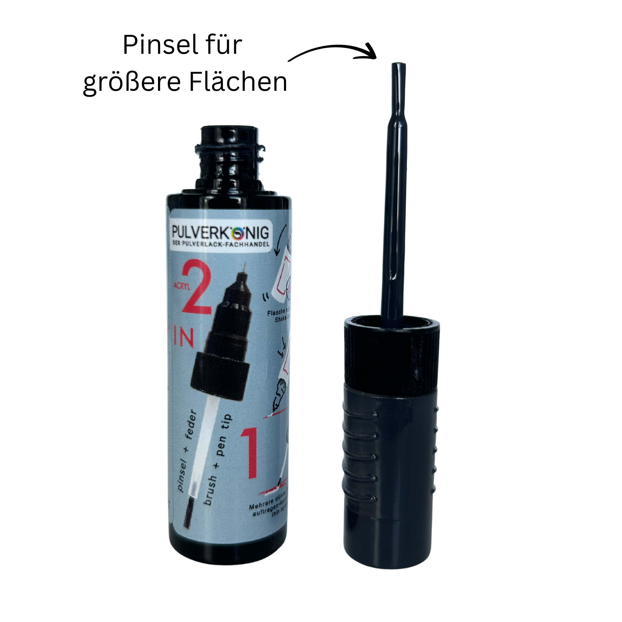 Lackstift RAL 7016 Anthrazit mit geöffnetem Pinselapplikator