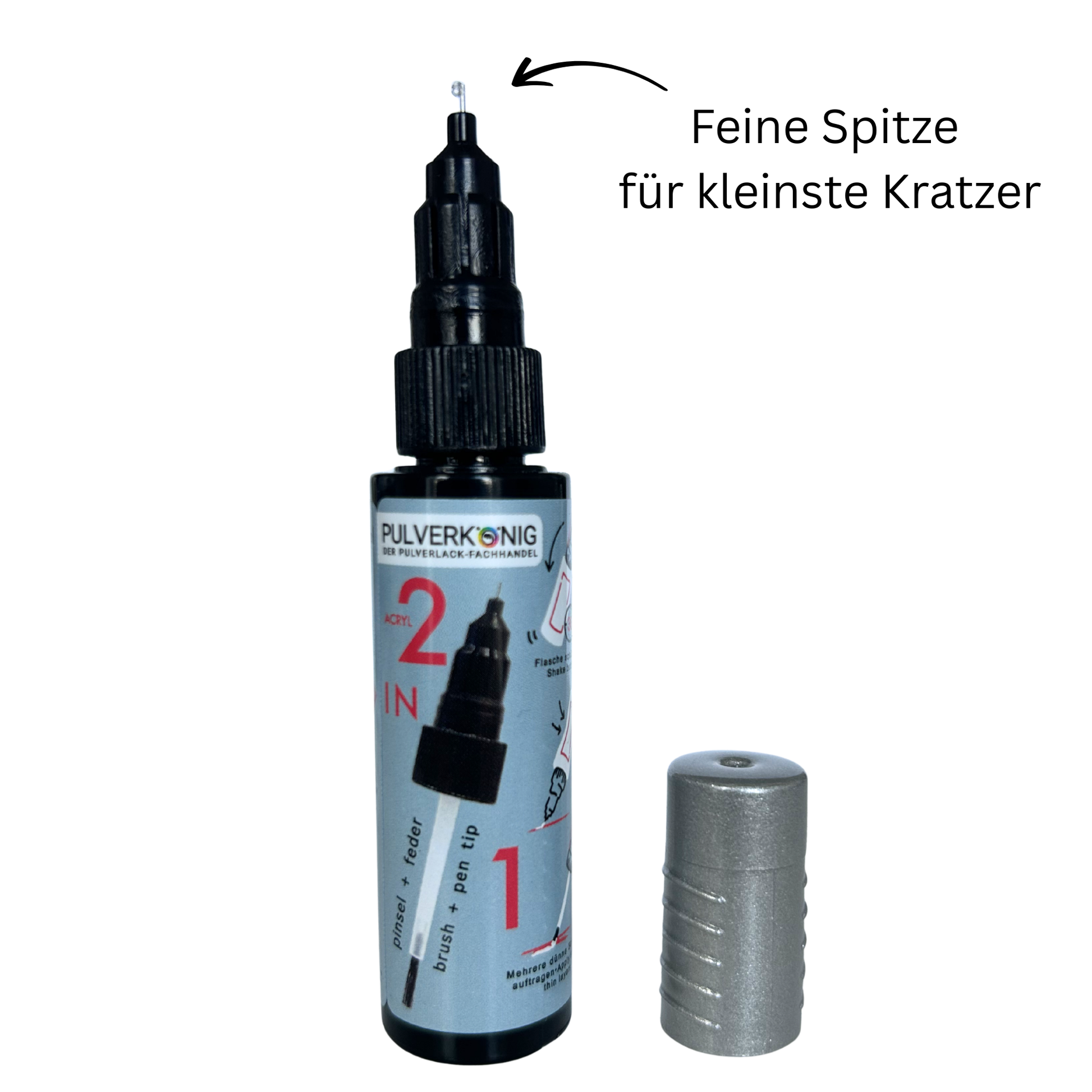 Lackstift RAL 9007 Graualuminium mit Feinspitze für punktgenaue Ausbesserung