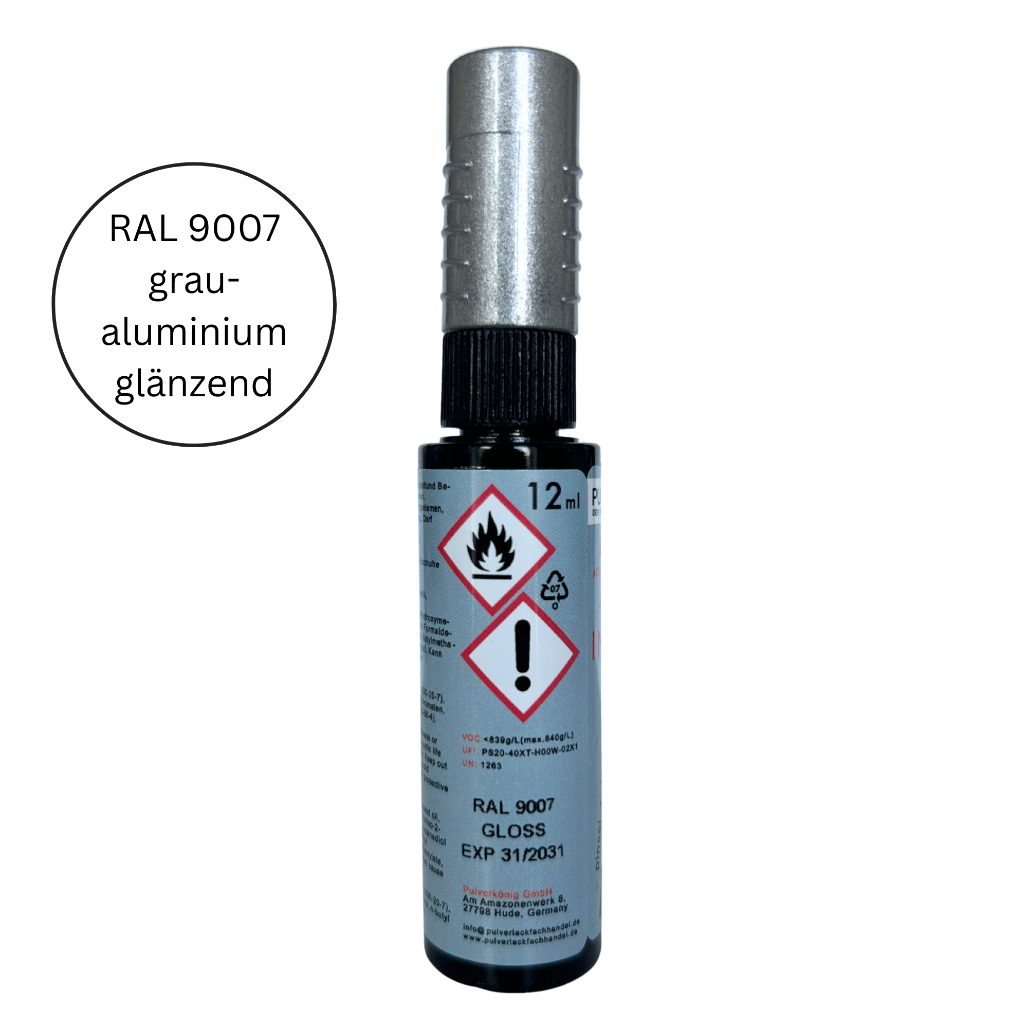 Lackstift RAL 9007 Graualuminium glänzend, Pulverkönig