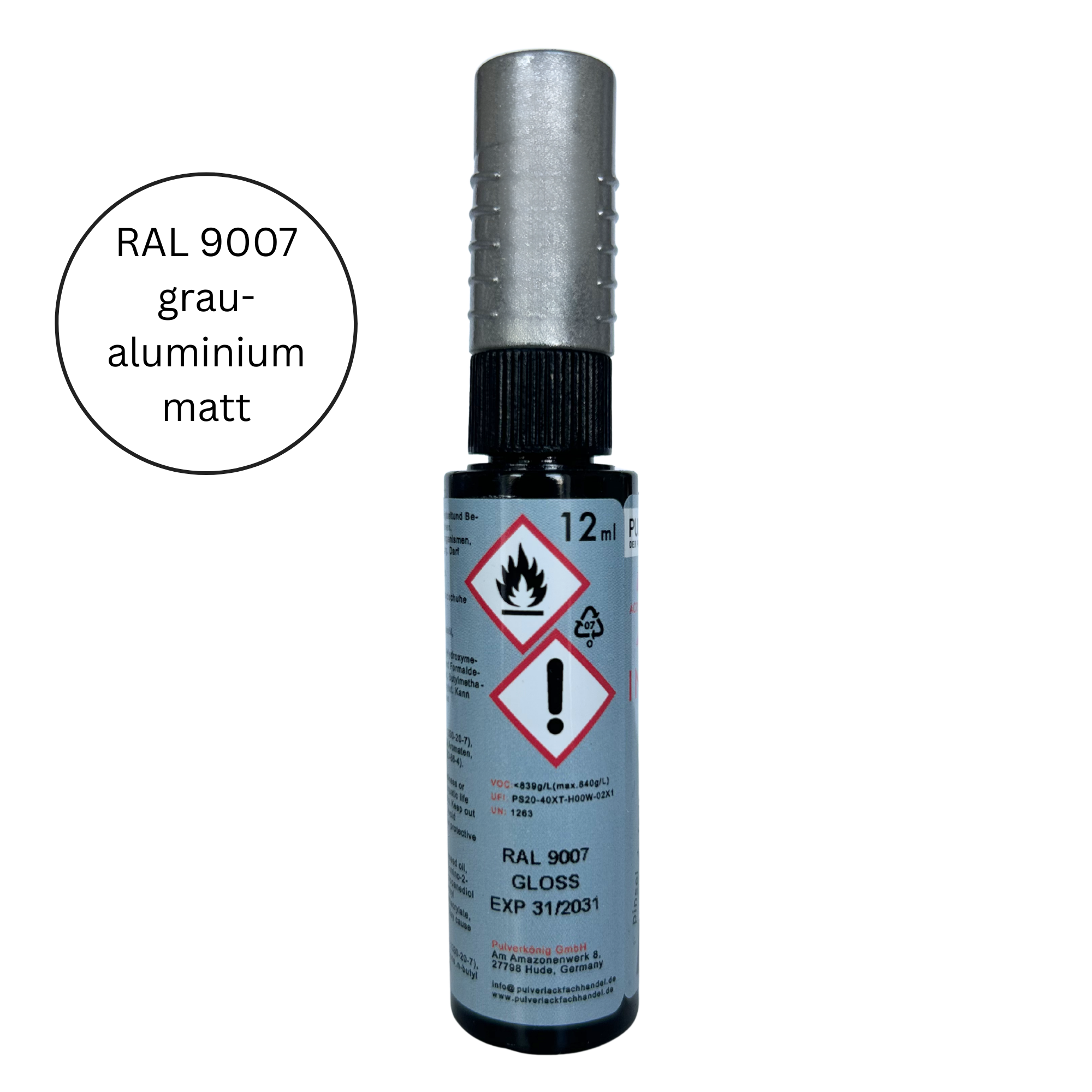 Lackstift RAL 9007 Graualuminium matt, Pulverkönig