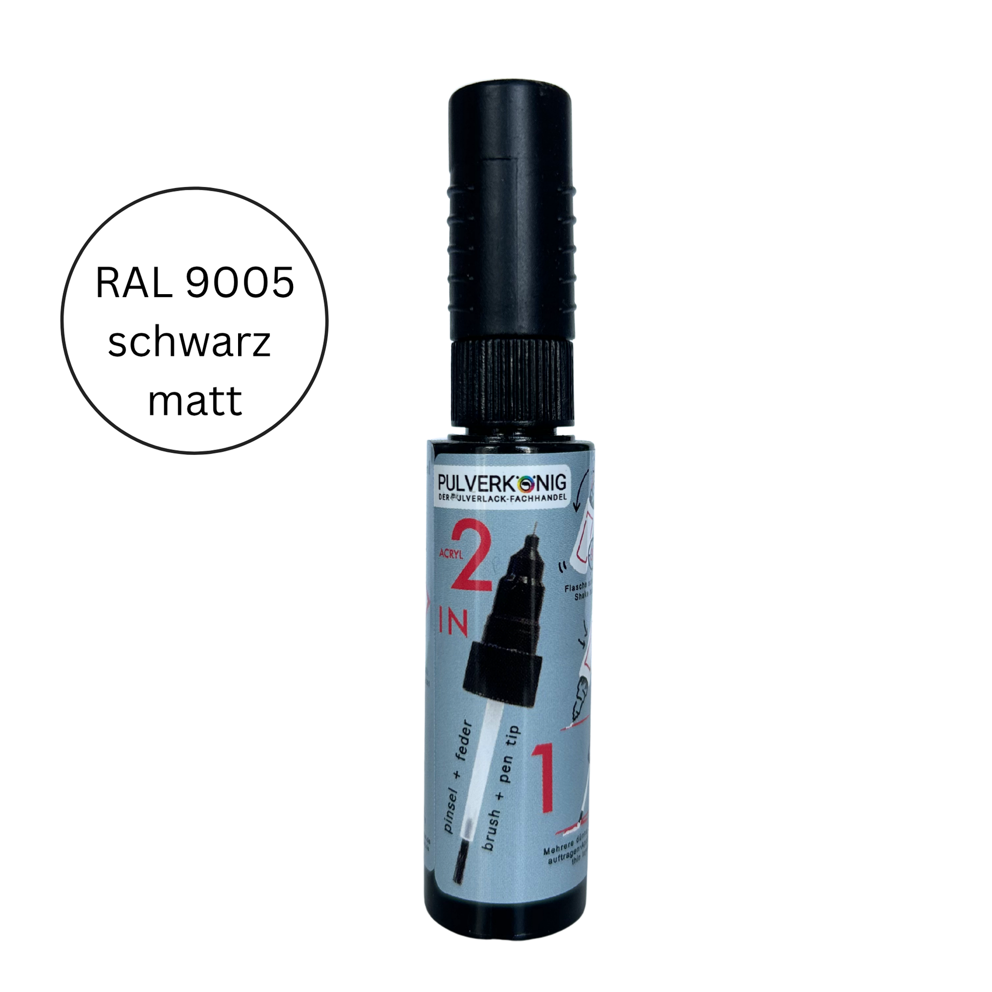 Lackstift schwarz RAL 9005 - zum Ausbessern von Pulverbeschichtung und Lack