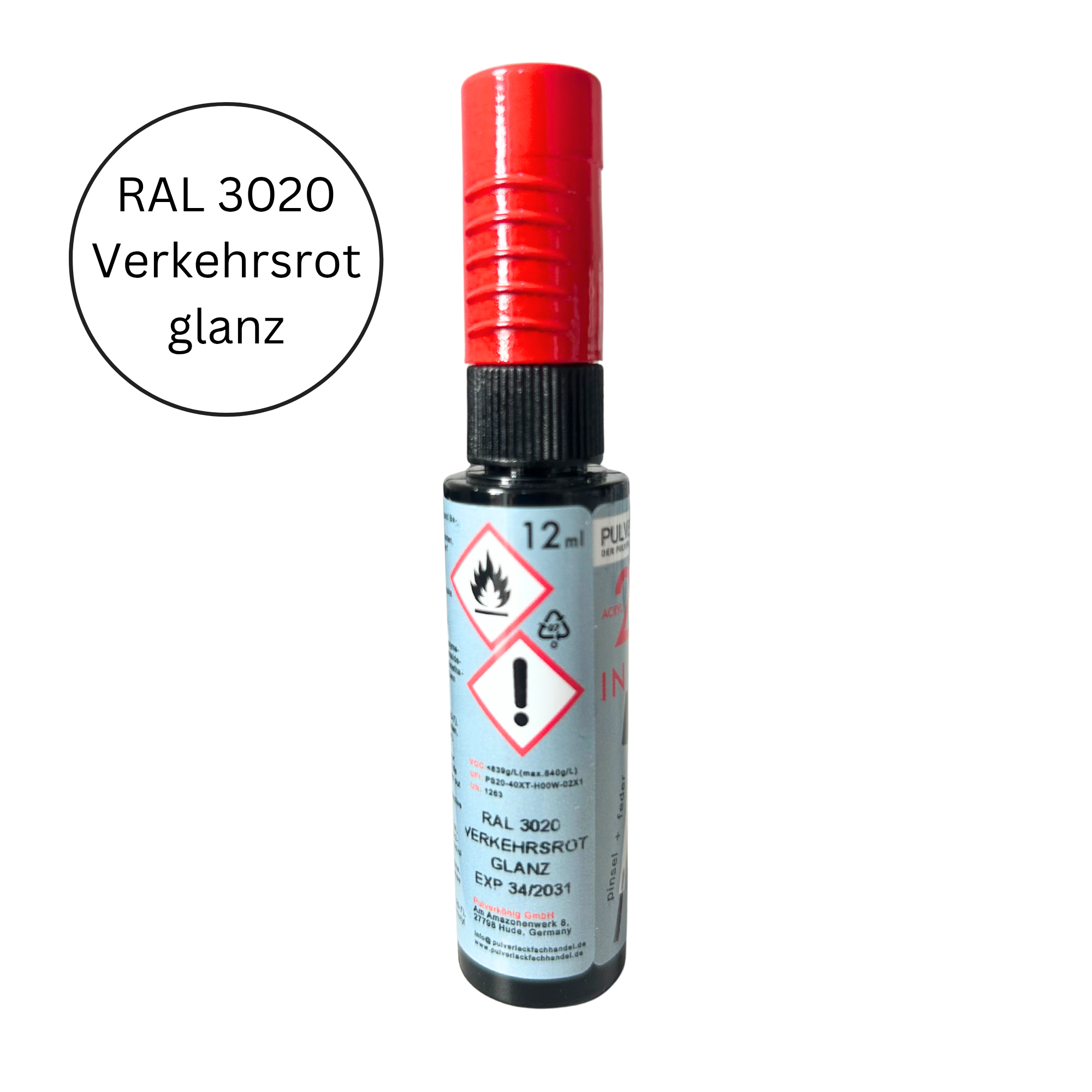 Lackstift verkehrsrot RAL 3020 glänzend