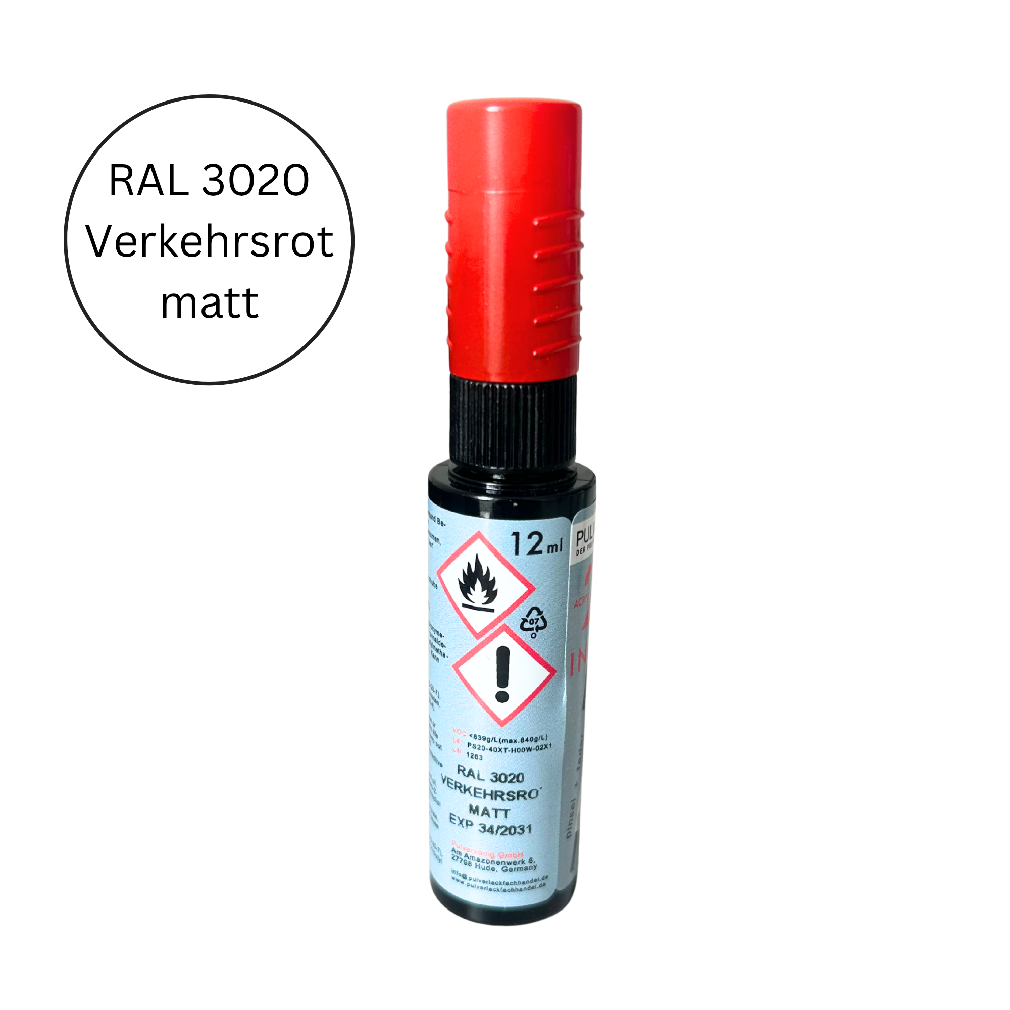 Lackstift verkehrsrot RAL 3020 matt