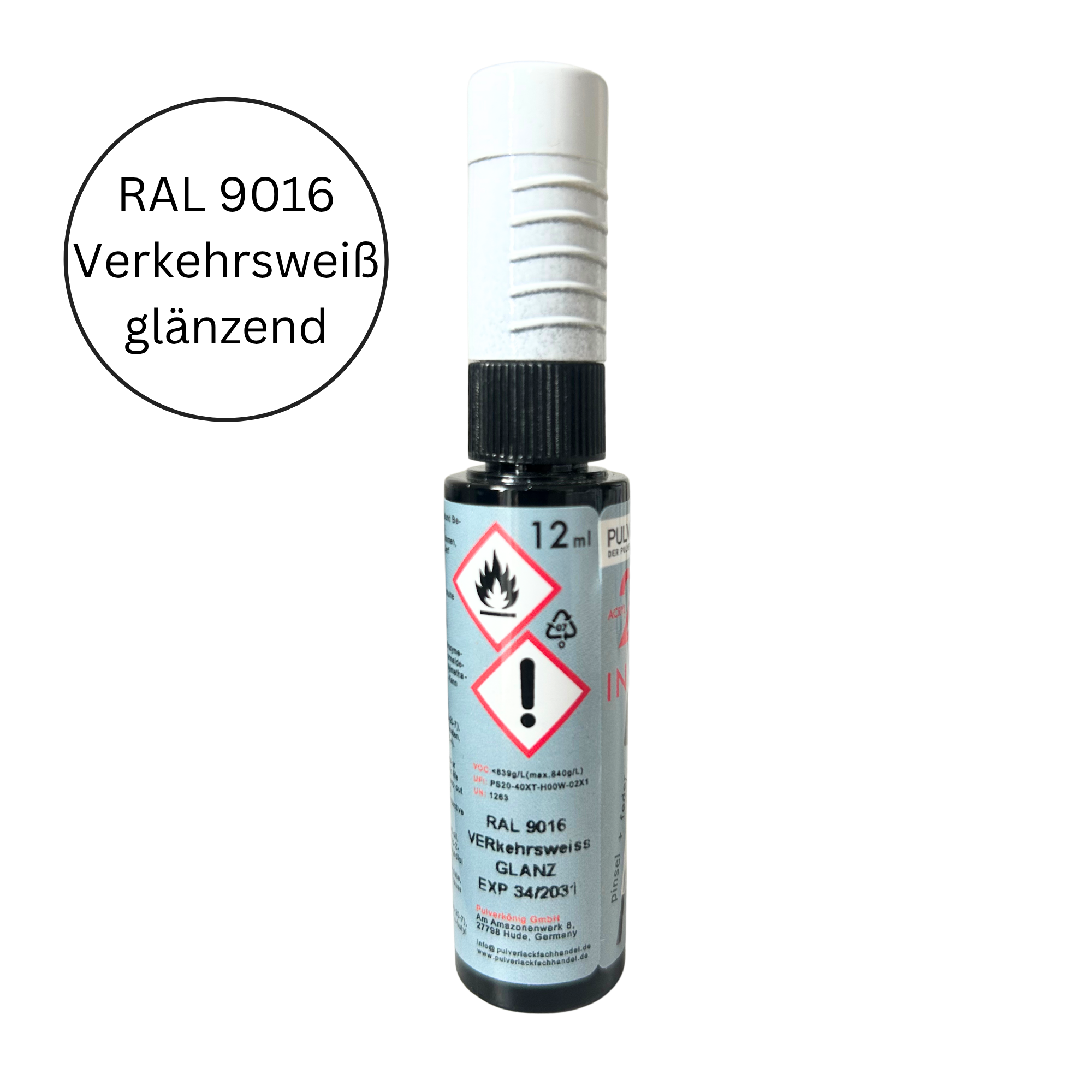 Lackstift verkehrsweiß RAL 9016 matt/glänzend
