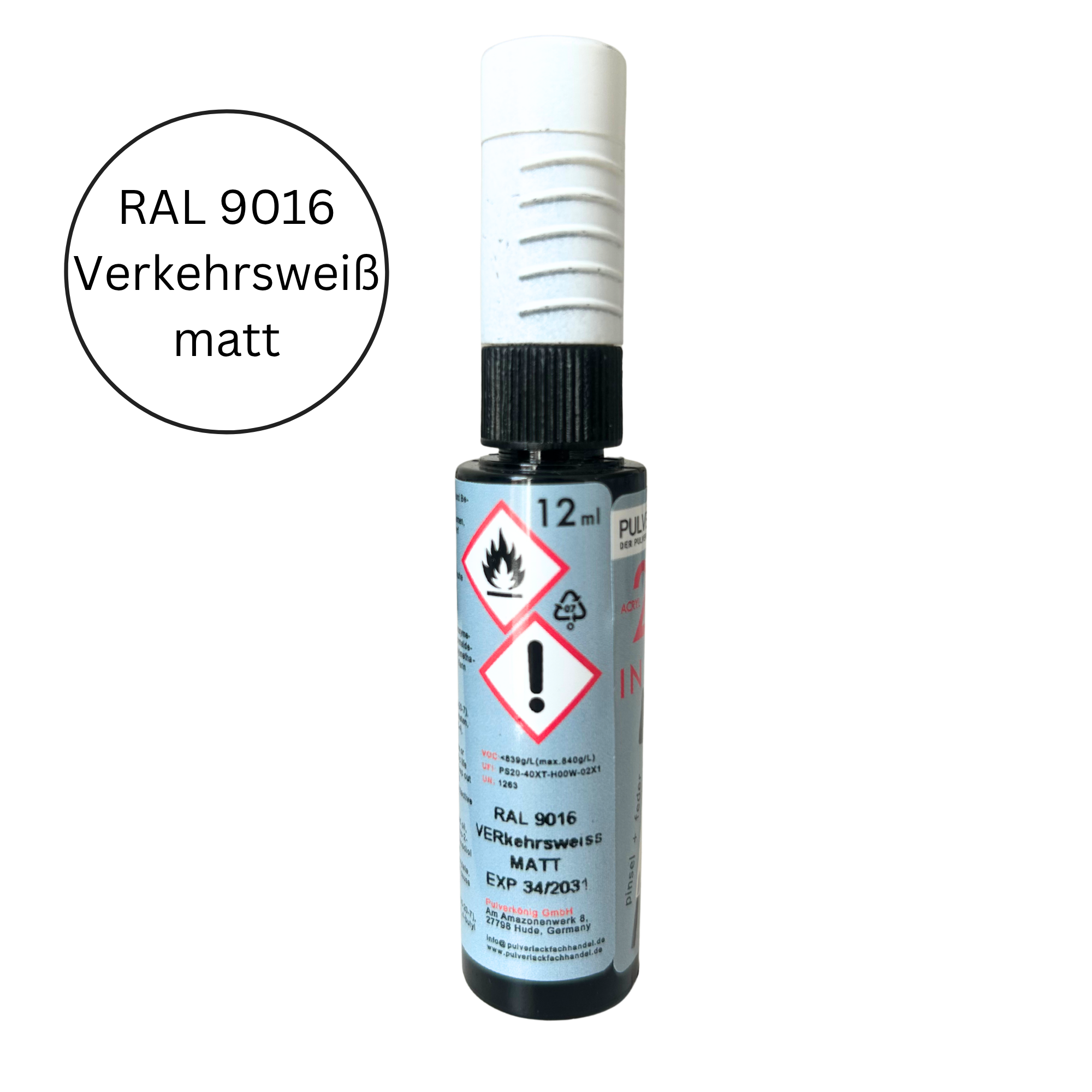 Lackstift verkehrsweiß RAL 9016 matt/glänzend