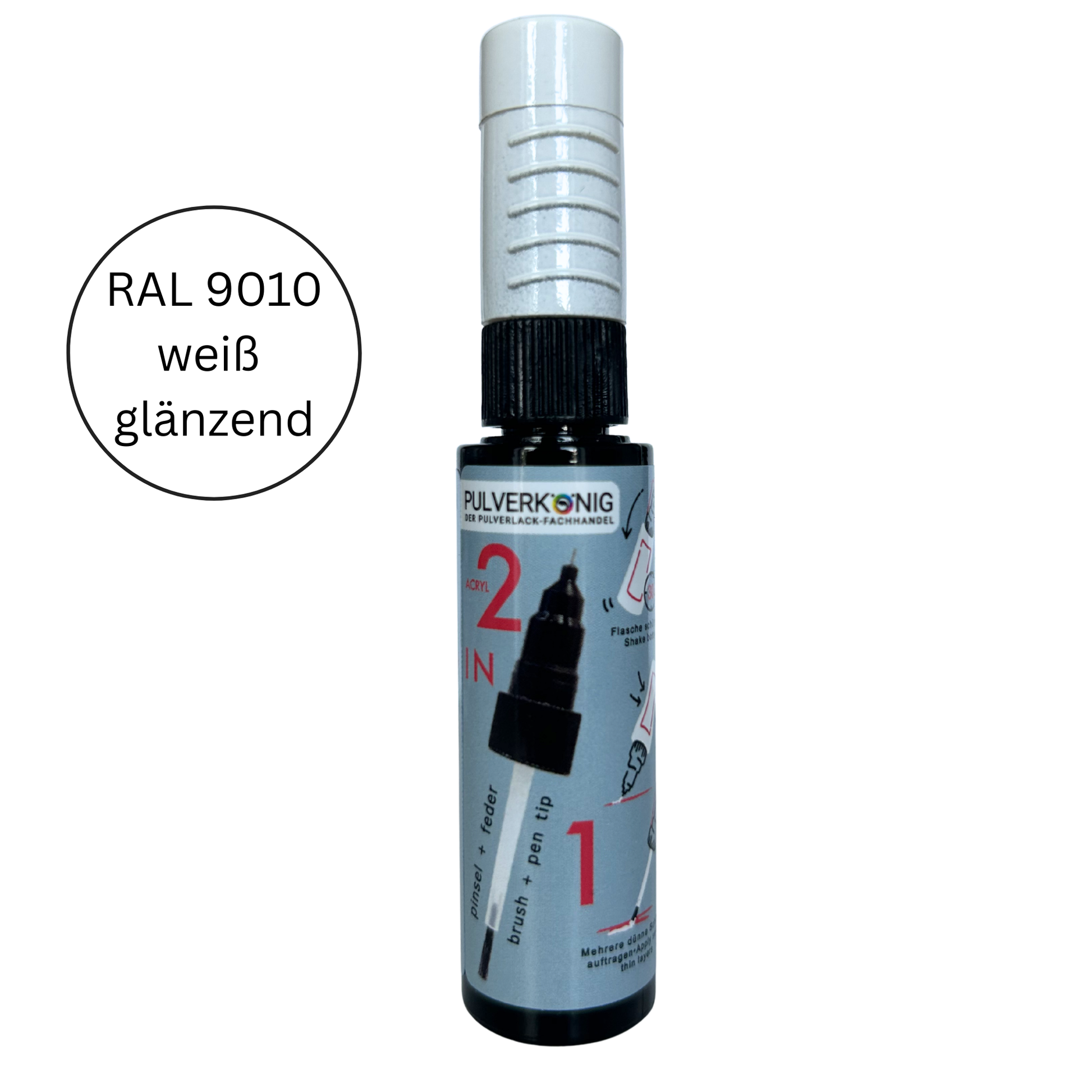 Lackstift RAL 9010 Reinweiß glänzend, Pulverkönig