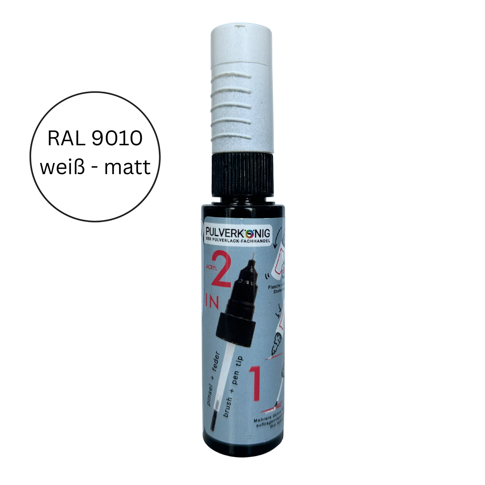 Lackstift RAL 9010 Reinweiß matt, Pulverkönig