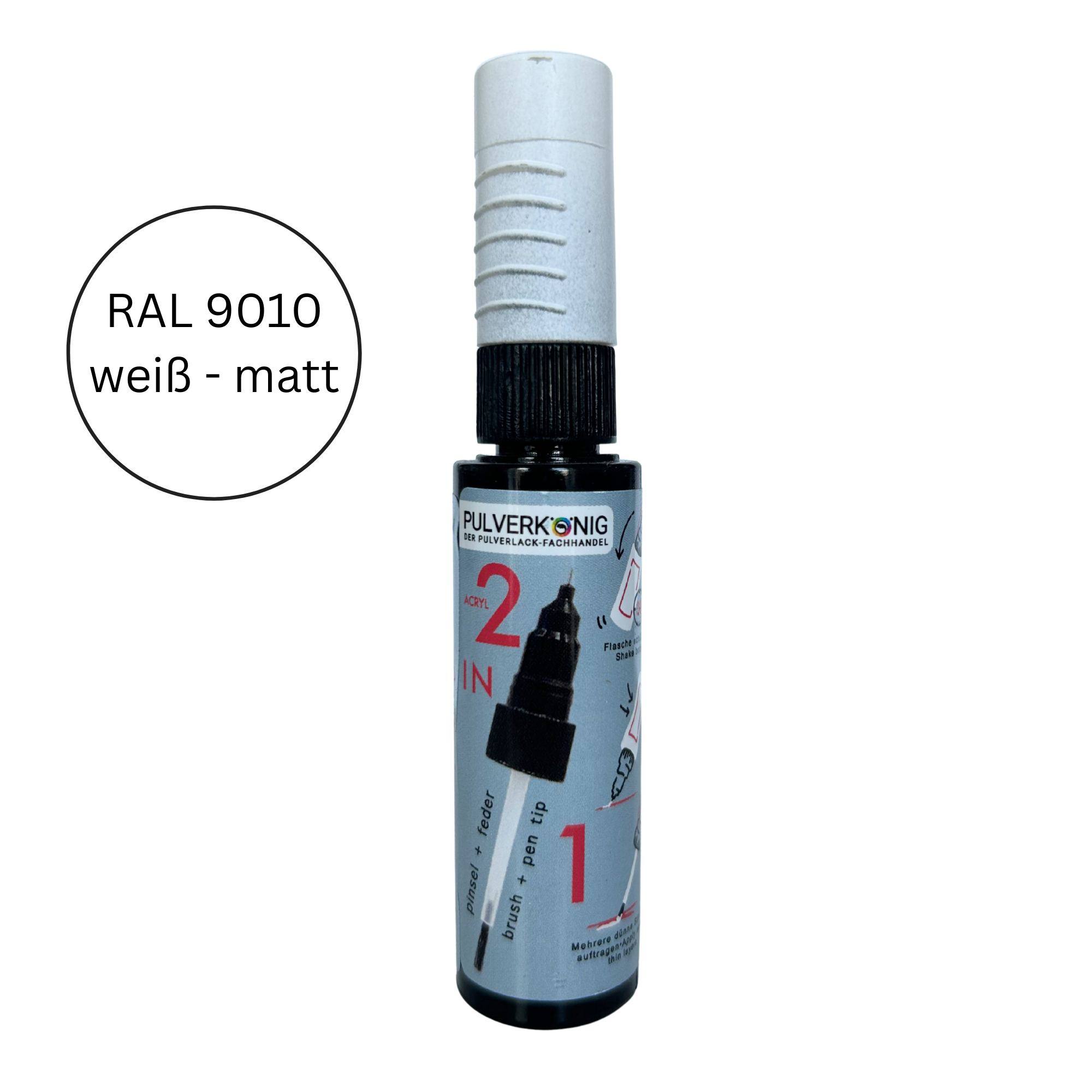 Lackstift RAL 9010 Reinweiß matt, Pulverkönig